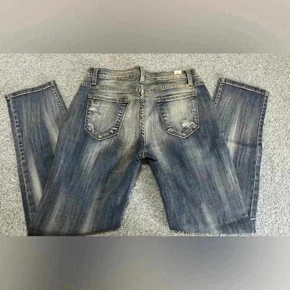 KanCan Women’s Jeans Size 25 Mid Rise Boyfriend Cropped Distressed Blue #1863 - Picture 4 of 9